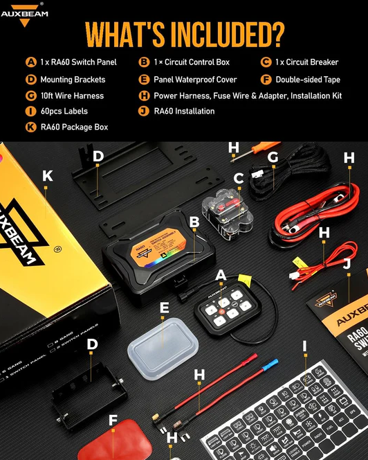 RGB Series 6 Gang (RA60) Switch Panel, Toggle/ Momentary/ Pulsed Mode Supported (One-Sided Outlet)