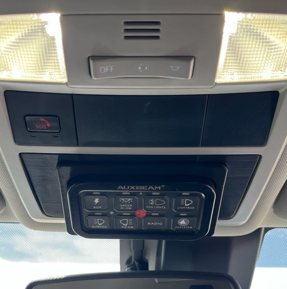 3rd Gen Tacoma Auxbeam 8 Overhead Switch Panel Installed In Truck