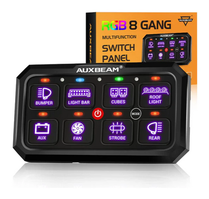 RGB Series 8 Gang (RB80 XL) Switch Panel without APP, Toggle/ Momentary/ Pulsed Mode Supported (Two-Sided Outlet)
