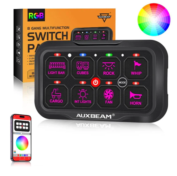 AR Series 8 Gang (AR-800) RGB Switch Panel with APP, Toggle/ Momentary/ Pulsed Mode Supported(One-Sided Outlet)