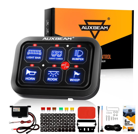 Single Series 6 Gang (BC60) LED Switch Panel, Off Road Light Controller (Blue)
