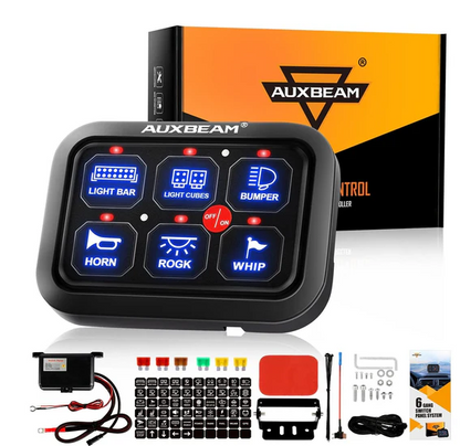 Single Series 6 Gang (BC60) LED Switch Panel, Off Road Light Controller (Blue)