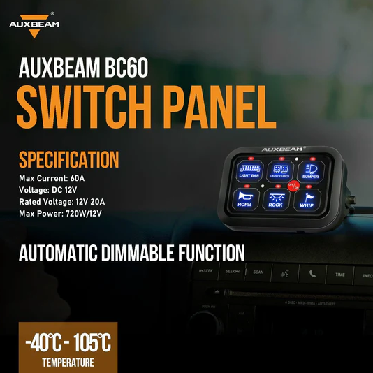 Single Series 6 Gang (BC60) LED Switch Panel, Off Road Light Controller (Blue)