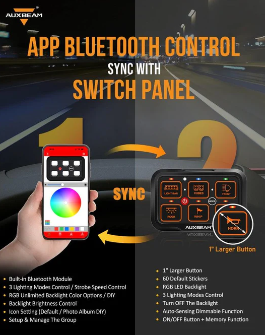 AR Series 6 Gang (AR-600) RGB Switch Panel with APP, Toggle/ Momentary/ Pulsed Mode Supported (One-Side Output)