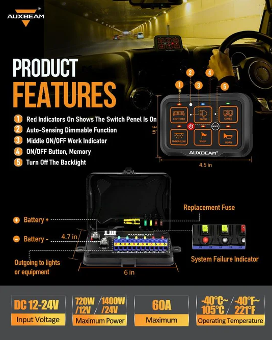 AR Series 6 Gang (AR-600) RGB Switch Panel with APP, Toggle/ Momentary/ Pulsed Mode Supported (One-Side Output)