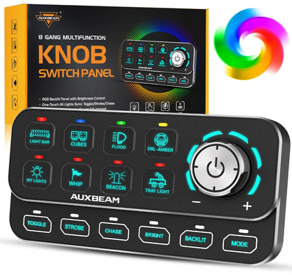 KS-80 Knob RGB Switch Panel MAX 120A ,Light Dimming, Dynamic Chase, Four External Triggers, 4 Modes