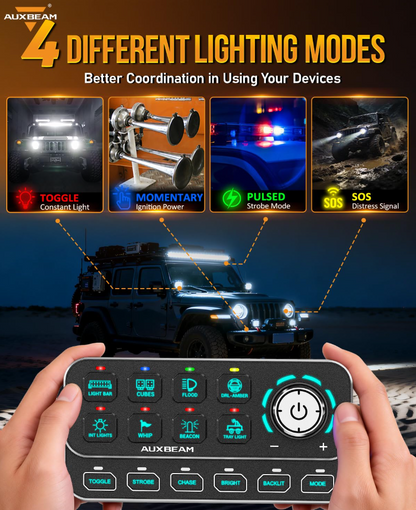 KS-80 Knob RGB Switch Panel MAX 120A ,Light Dimming, Dynamic Chase, Four External Triggers, 4 Modes
