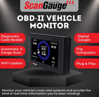 ScanGauge 3 Touch Screen OBD2 Scanner, Digital Gauges & Trip Computer