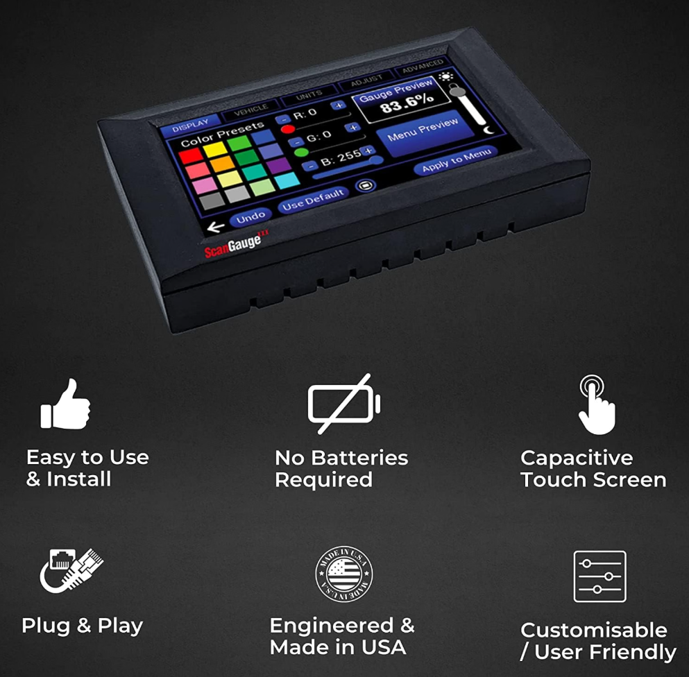 ScanGauge 3 Touch Screen OBD2 Scanner, Digital Gauges & Trip Computer