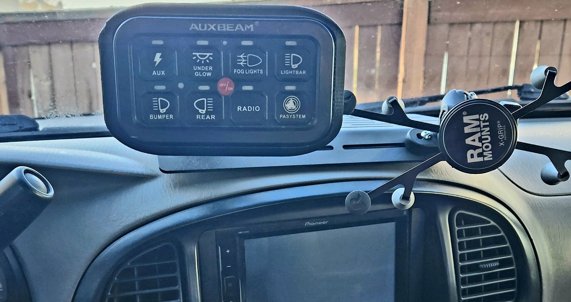 Auxbeam 8 RAM Mount Installed